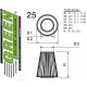 Filtre à air universel Conique Standard Hauteur 125mm Chapeau INOX & VIS