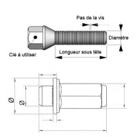 Boulon vis et écrou antivol de roue, au choix, par dimension - EDV